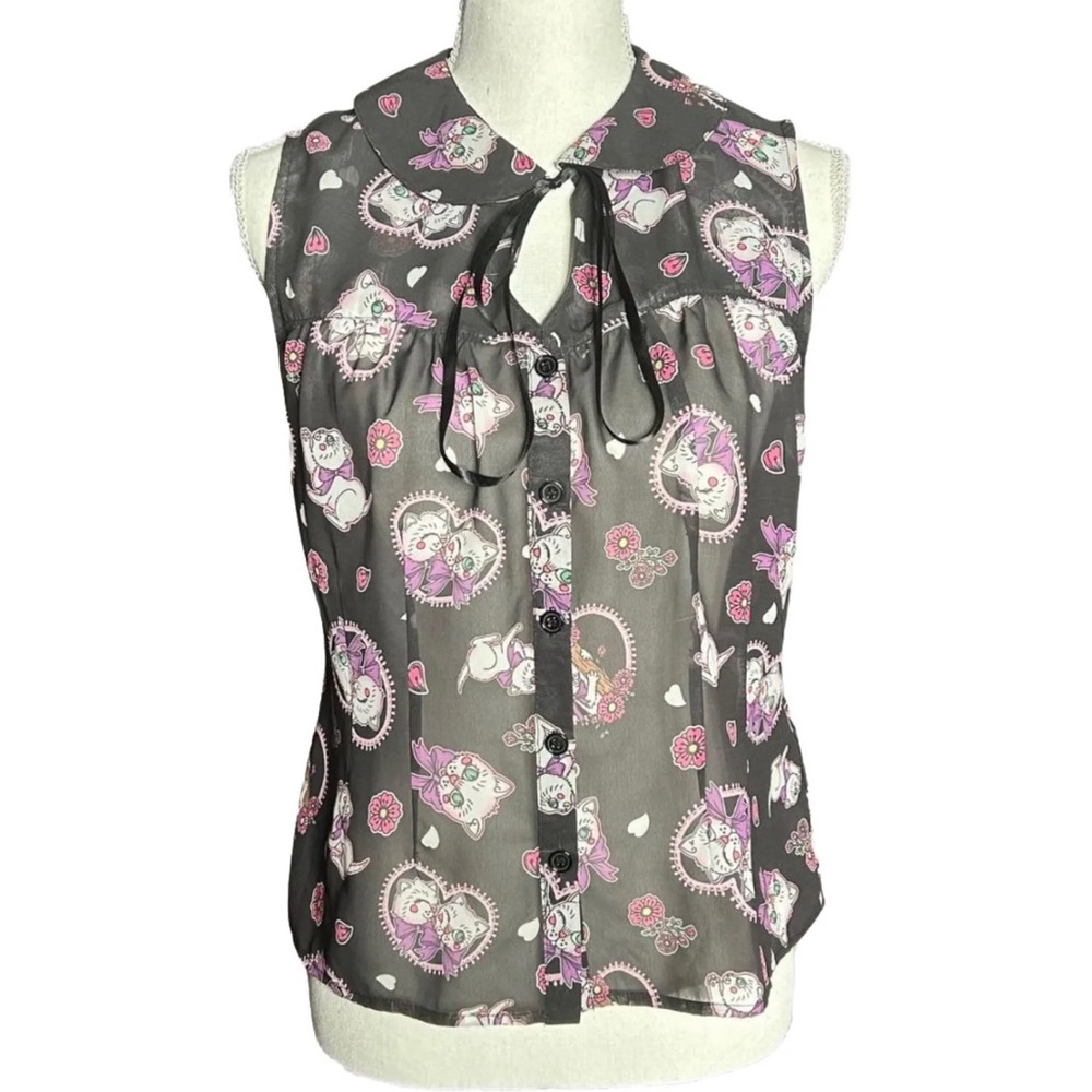 Hell Bunny • Kitty Blossom Sleeveless Floral Blouse